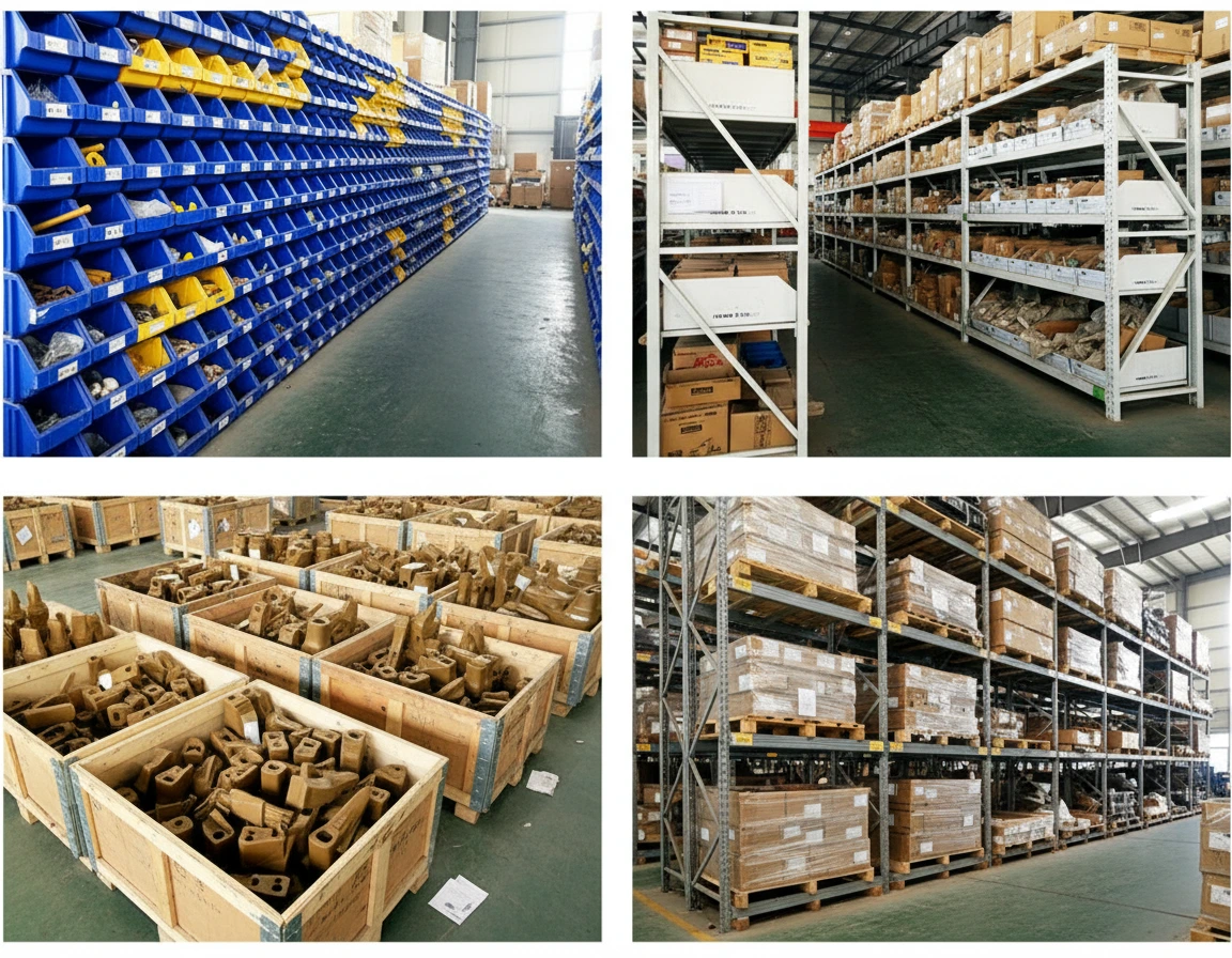 Parts Labs warehouse with stocked machinery spare parts